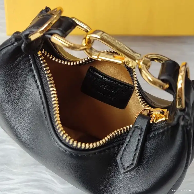 Affordable HOT Calf Nano Hobo Black Leather Fendi Bag In Fendigraphy 0430